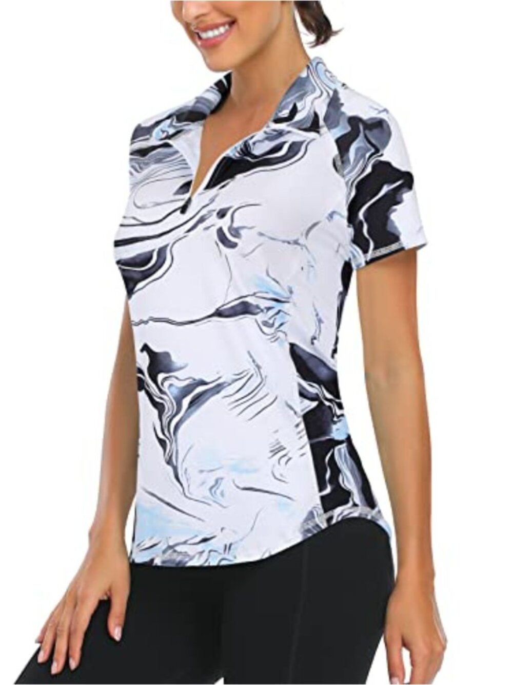 Womens Short Sleeve Quarter Zip Athletic Golf Shirt Moisture Wicking